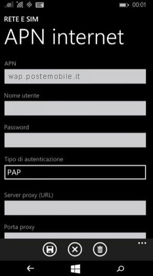 configurazione PosteMobile Microsoft Lumia 535