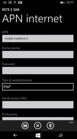 configurazione Vodafone Microsoft Lumia 535