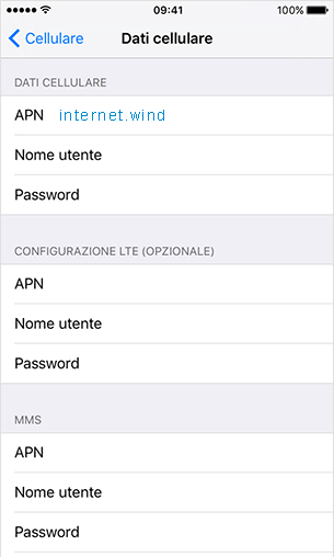 configurazione APN Wind Apple iPhone 11