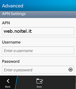 configurazione Noitel Mobile BlackBerry Leap