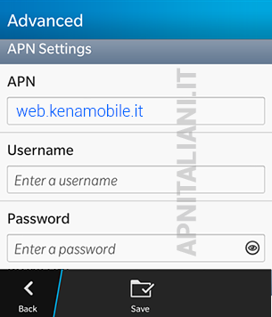 configurazione Kena Mobile BlackBerry 10