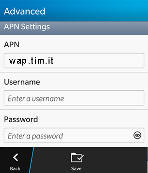 configurazione TIM BlackBerry 10