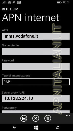 configurazione Vodafone Acer Liquid M320