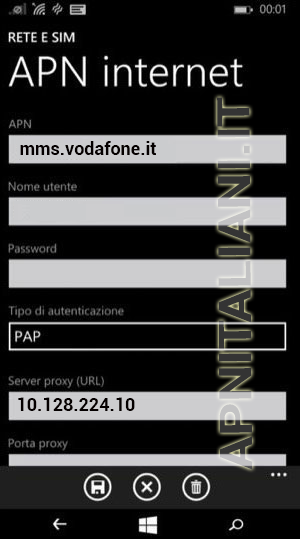 configurazione Vodafone Allview Impera M