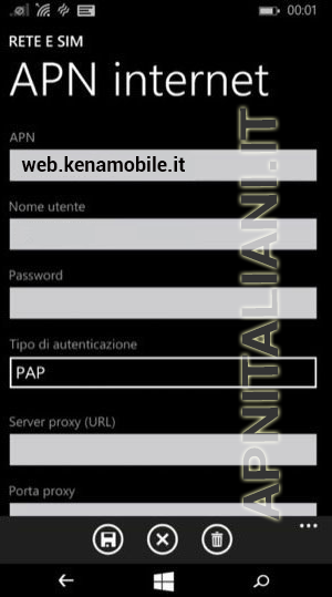 configurazione Kena Mobile Nokia Lumia 520