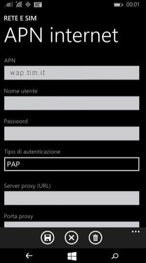 configurazione TIM Nokia Lumia 625