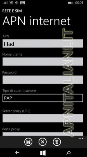 configurazione Iliad Nokia Lumia 520