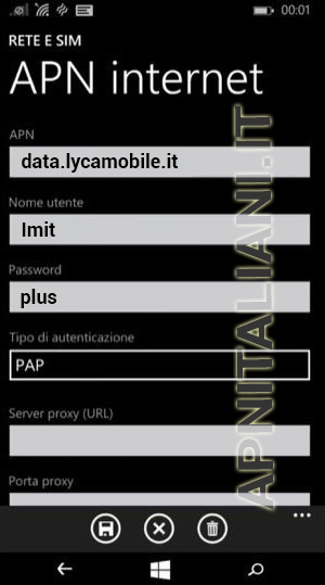 configurazione Lycamobile Nokia Lumia 920