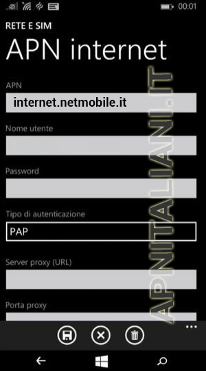 configurazione NTMobile Microsoft Windows 8.1