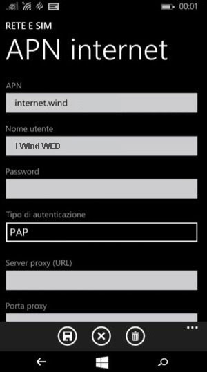 configurazione WIND Nokia Lumia 520