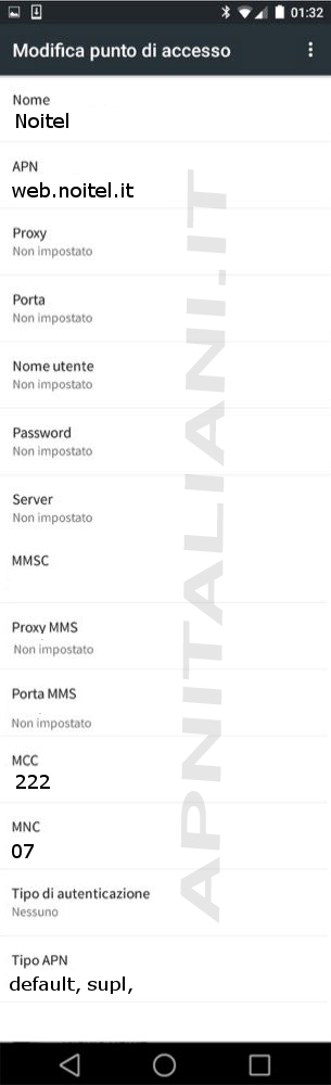 configurazione Noitel Mobile Xiaomi Redmi Note 7