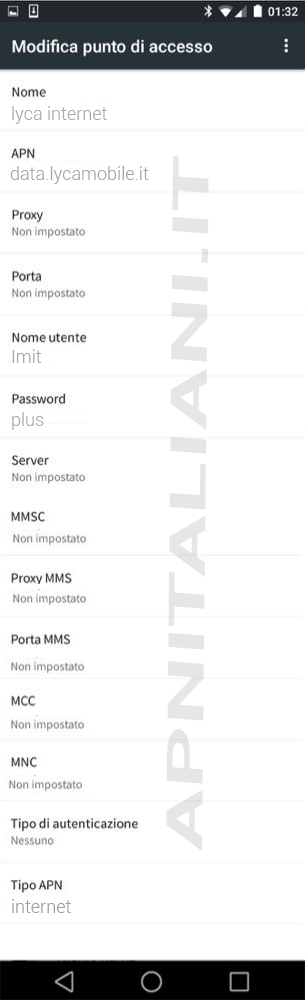 configurazione Lycamobile Sony Xperia X Performance