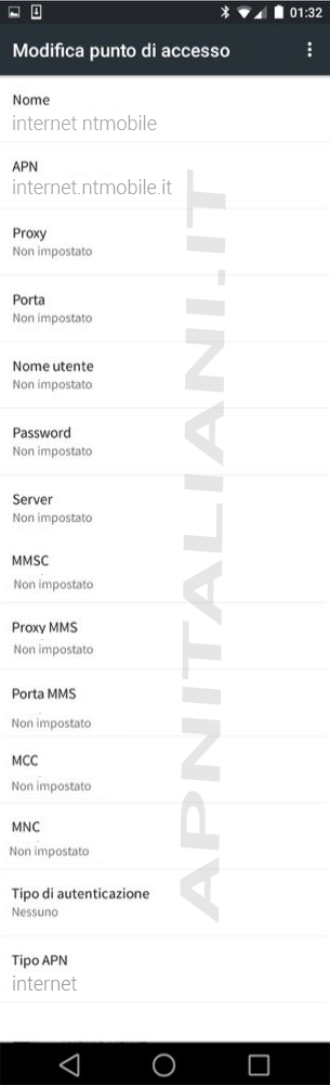 configurazione NTMobile Android 5.1 Lollipop