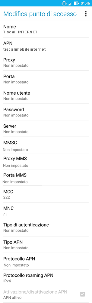 configurazione Tiscali BlackBerry Aurora