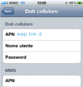 configurazione APN TIM iPhone 4