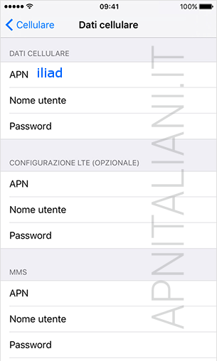 configurazione MMS Iliad Apple iPhone XR