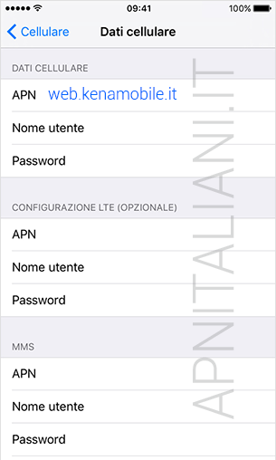configurazione APN Kena Mobile Apple iPhone SE