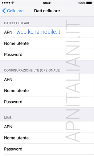 configurazione APN Iliad Apple Iphone 5