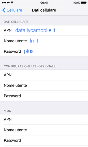 configurazione APN Lycamobile Apple iPhone 11 Pro