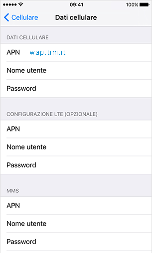 configurazione APN TIM Apple Iphone 7 Plus