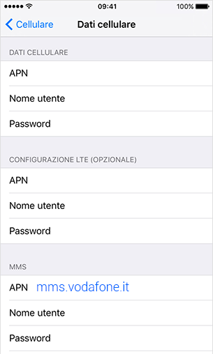 configurazione MMS Vodafone Apple iPhone XR